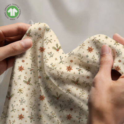 Jersey print med små juleblomster - Billede 4