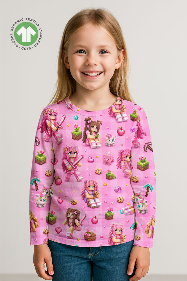 Pehmeä puuvillajersey digiprintillä -- vaaleanpunainen ruutukuosi