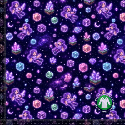 Jerseyprintti pixeltytöillä violetissa galaksissa