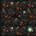 Jersey print med Halloween kirkegård i bomuld/lycra