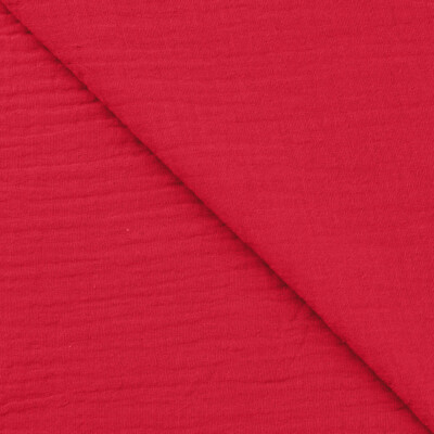 Cotton double gauze red fabric detail