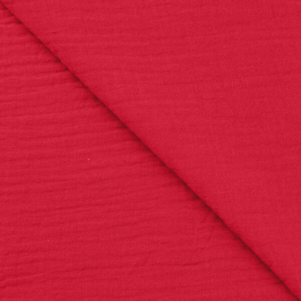 Cotton double gauze red fabric detail