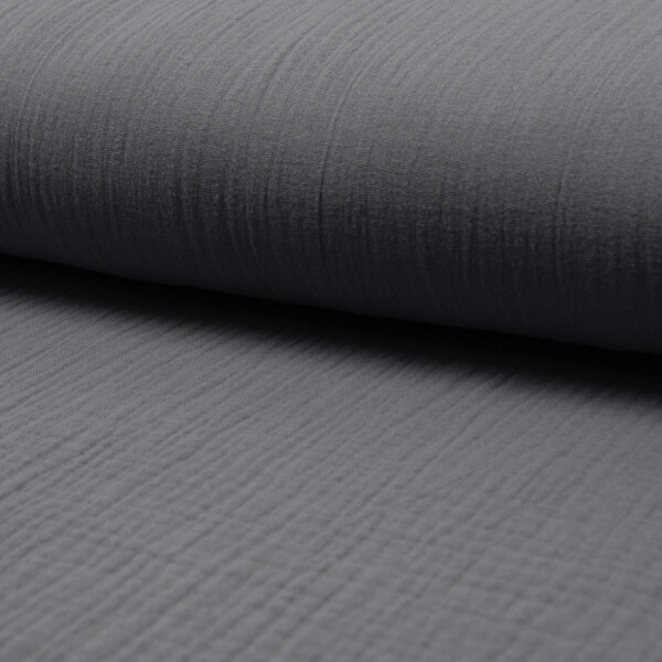 Dark grey double gauze fabric close-up