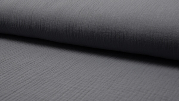 Dark grey double gauze fabric texture