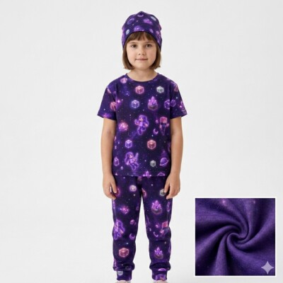 Jersey print med pixelpiger i lilla galakse - Billede 7