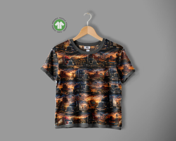 Lähikuva amerikkalaisesta kuorma-autosta digiprintti jerseyssä, 220 g/m²