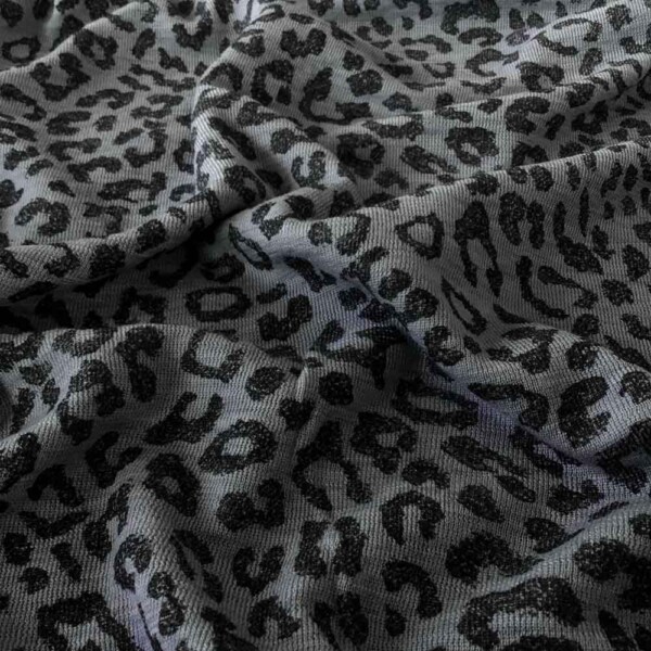 Leopardi sininen merinovilla-silkki jersey rullalla