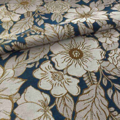 Gobelin - hvide blomster med guld detaljer