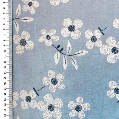 Chambray with floral print - denim