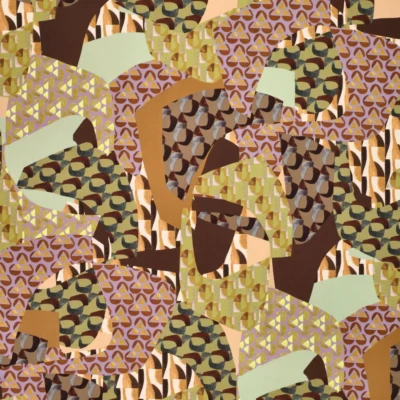 Viscose med geometrisk patchwork - grøn