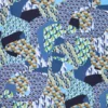 Sininen viskoosi geometrisella patchwork-kuviolla