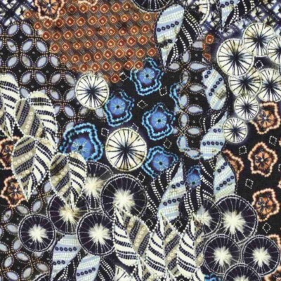 Bomuld twill – blad mønstret print - Billede 3