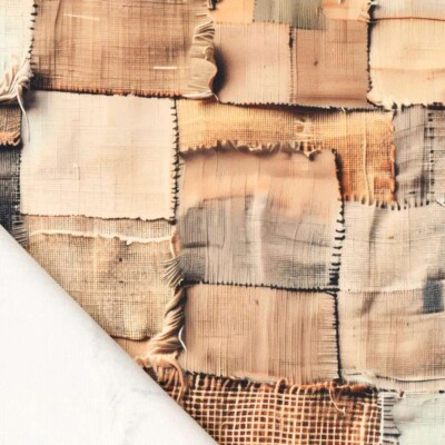 Bomuld twill – patchwork print brun - Billede 4