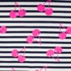 French terry fabric with neon pink cherries