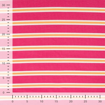French Terry – Neon pink og orange striber - Billede 4