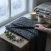 Leopardi sininen merinovilla-silkki rib-jersey värinäyte