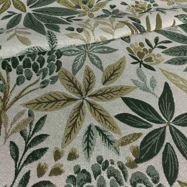 træ-grøn-2 Gobelin tapestry fabric with trees and flowers pattern in green