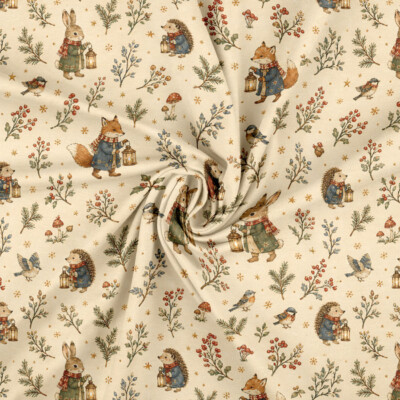 Jersey print med skovdyr og lanterner - Billede 2