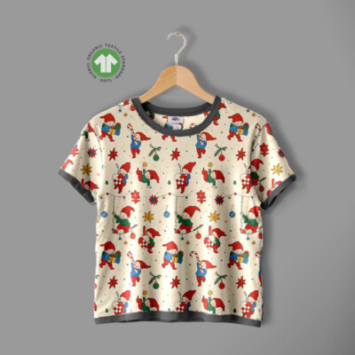 Jersey print med kravlenisser og julehjerter - Billede 4