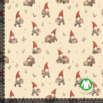 Jersey print with gnomes and gift cart on cream