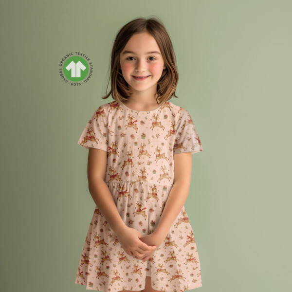 Digital print cotton jersey fabric with deer and stars