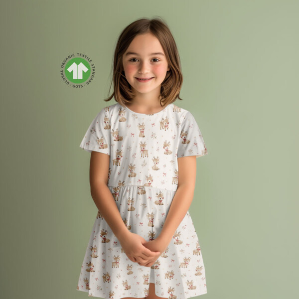 Reindeer calves on off-white digital print cotton jersey fabric