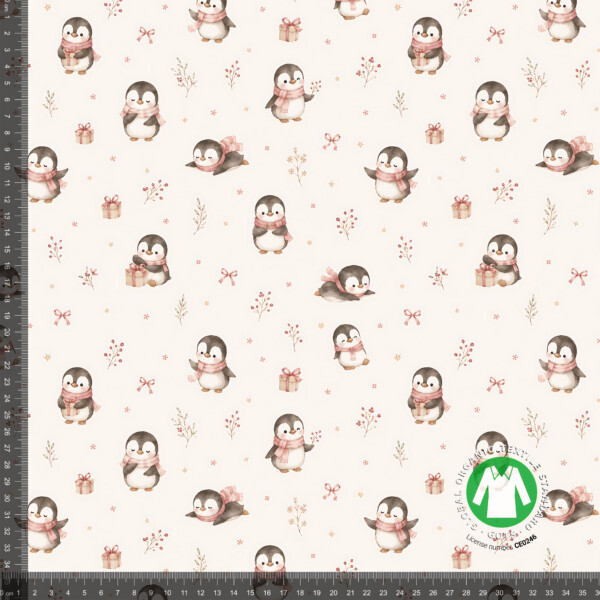 CH63_0_measurement Penguins and Christmas gifts digital print cotton jersey fabric