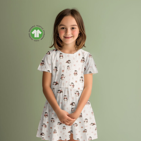 Penguins and Christmas gifts digital print cotton jersey fabric