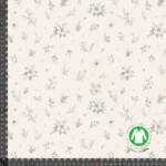 Printed cotton jersey with white winter roses and berries on cream