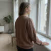 Merinovilla-silkki-jerseyn pinta rib-rakenteella ja printillä