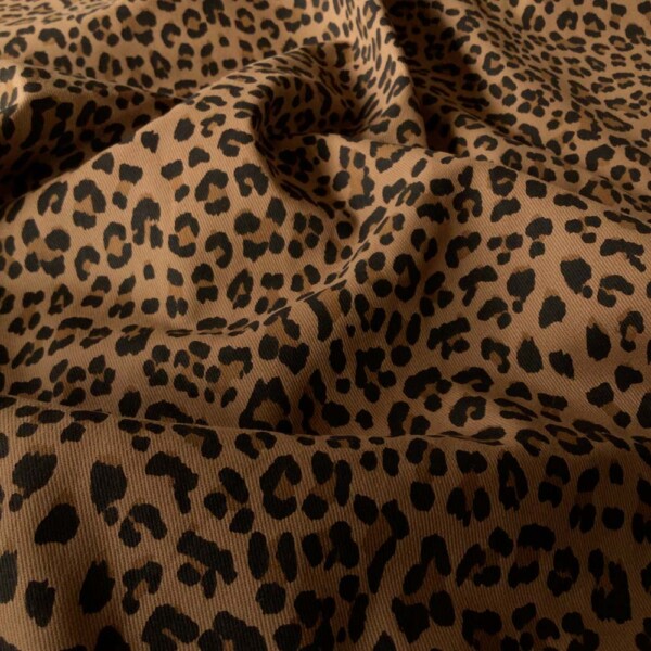 leopardbrun4 Stretch-denim ruskea leopardi 270 g/m² 150 cm