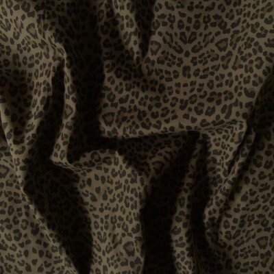 Denim med stræk - Mørk brun leopard