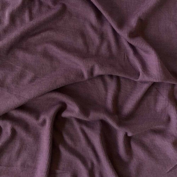 Blomme ribstrikket merinould silke jersey OEKO-TEX Woolmark