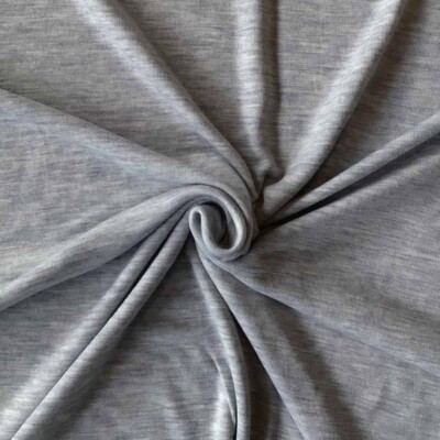 Lysgrå meleret merinould jersey, single jersey 165 cm - Billede 3