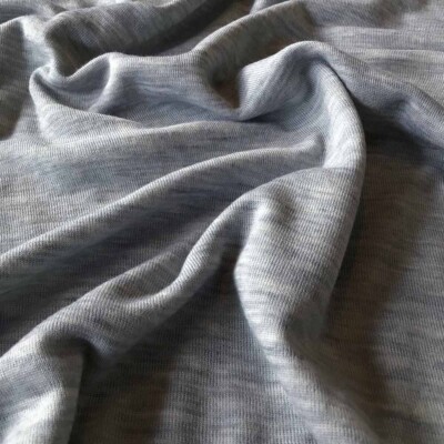 Lysgrå meleret merinould jersey, single jersey 165 cm - Billede 4
