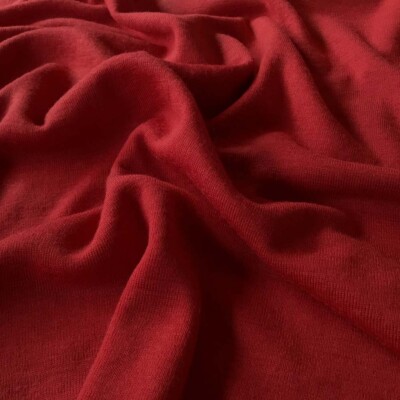 Rød merinould jersey, single jersey 165 cm - Billede 4