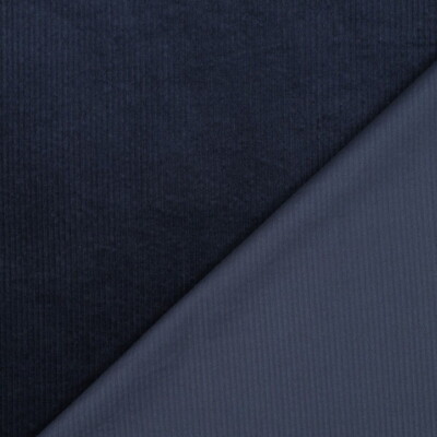 Bredriflet fløjl med stræk - Navy - Billede 3