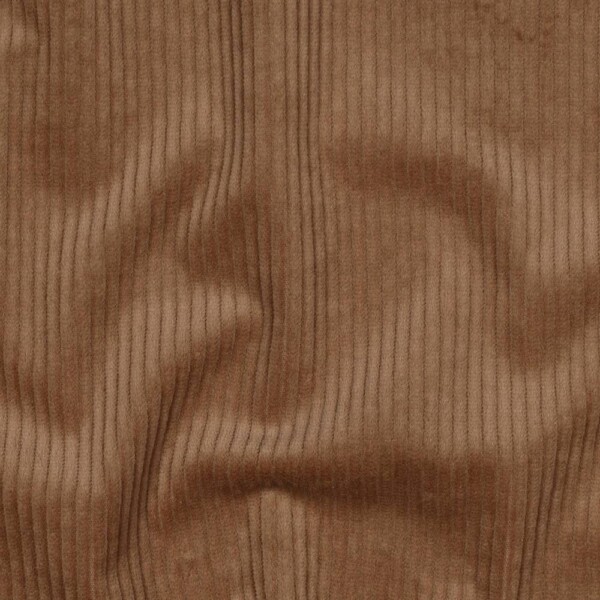 Wide-wale corduroy fabric by the metre with stretch in camel, 142 cm wide
