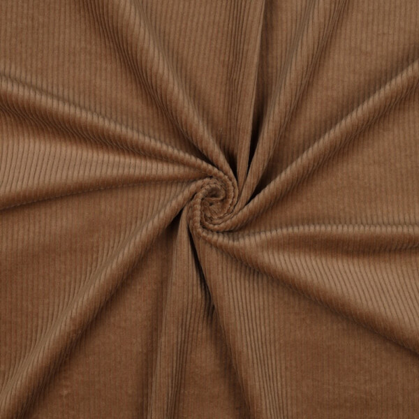 Surface texture of wide-wale stretch corduroy, camel