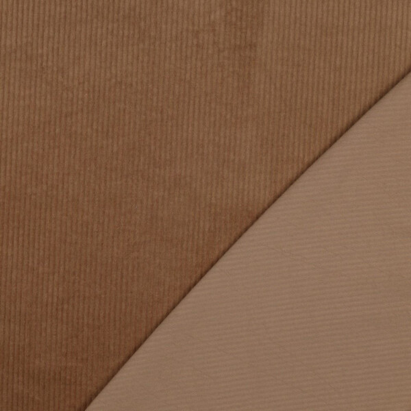 Detail of wide-wale stretch corduroy, camel