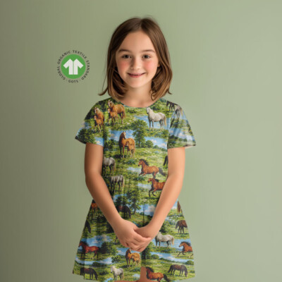 Jersey print med hopper og føl på græsmark - Billede 4