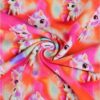 Close-up of Sweatshirt Fabric -- Pink Unicorns knitted quality