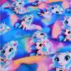 Close-up of Sweatshirt Fabric -- Blue Unicorns knitted quality
