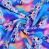 Blue unicorn print on sweatshirt knit fabric by the metre