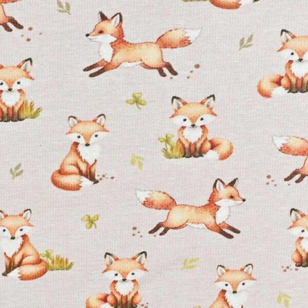 Heavy sweatshirting fabric -- Foxes on ecru, 350 g/m², 150 cm