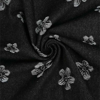 Denim Jacquard - Blomster sort