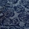 Denim Jacquard Roses navy blue – jacquard-woven denim fabric 330 g/m²