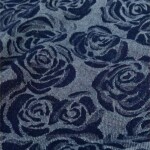 Denim Jacquard Roses navy blue -- jacquard-woven denim fabric 330 g/m²