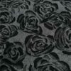 Denim Jacquard Roser sort - jacquardvævet denimstof 330 g/m²