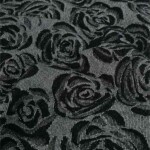 Denim Jacquard Roses black -- jacquard-woven denim fabric 330 g/m²